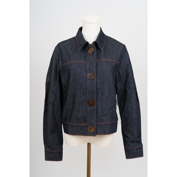 NWT EDUN Women's Denim Jacket with Detailed Buttons Size 8 - Picture 1 of 5